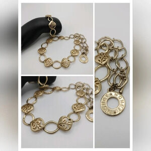 Monet Antique Gold Tone Filigree Pendant Link Choker Style Necklace and Bracelet